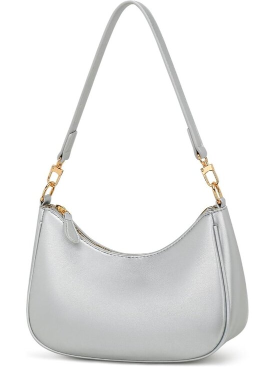 Handbags - Women's Bag Silver Leather Cute Hobo Shoulder Handbag Retro Clutch Stylish Purse